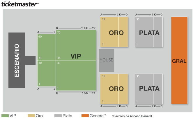 Mapa de Secciones para el Concierto de Franco de Vita en Merida 2013