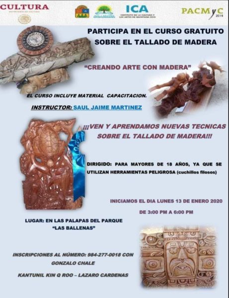 curso de tallado de madera en Kantunilkín