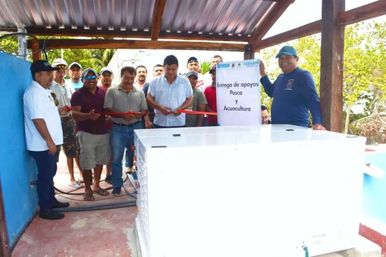 Entregan fabrica de hielo a pescadores de Holbox