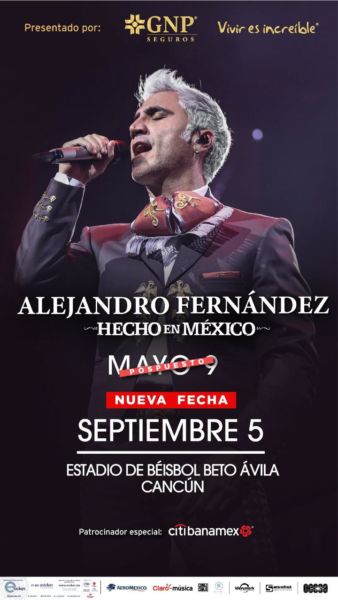 Concierto de Alejandro Fernández en Cancún ya tiene nueva fecha