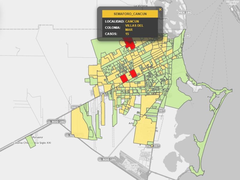 Actualización: Colonias de Cancún con más casos activos de Covid-19