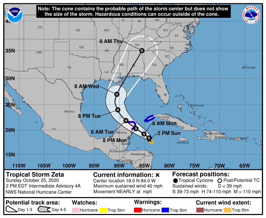 Emiten alerta verde por Tormenta tropical Zeta en Quintana Roo