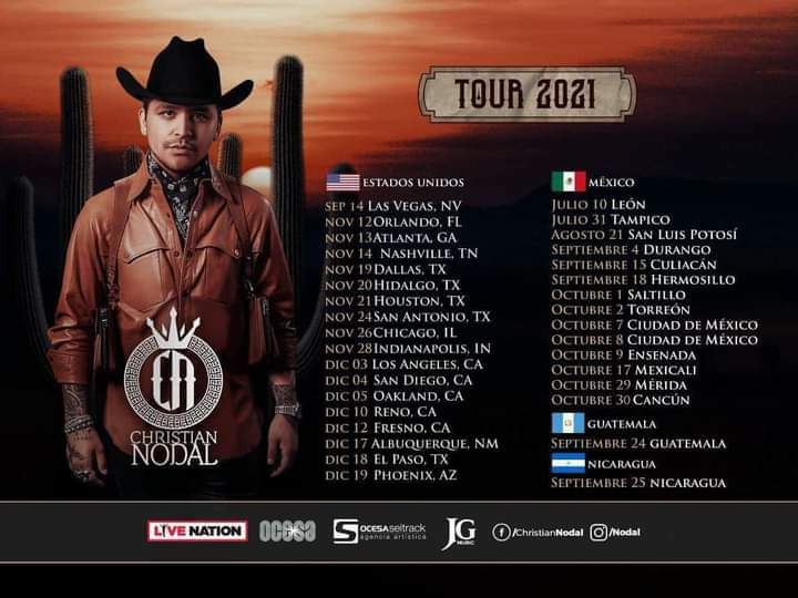 Anuncian conciertos de Christian Nodal en Cancún y Merida