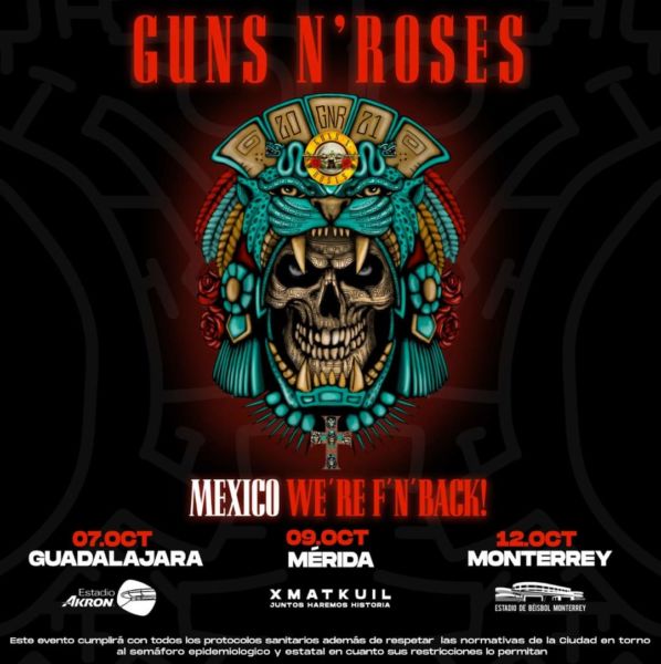 Anuncian concierto de Guns N' Roses en Mérida este 2021