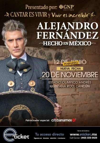 Será en noviembre el concierto de Alejandro Fernández en Cancún ¡Por fin!