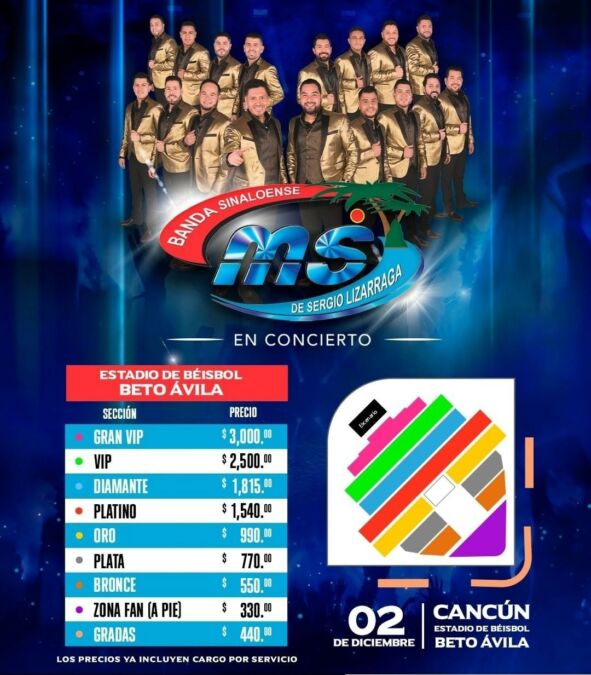 Boletos de conciertos de Banda MS en Cancún y Mérida este diciembre de 2022