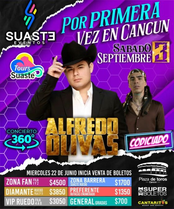 Alfredo Olivas en Cancún el próximo mes de septiembre