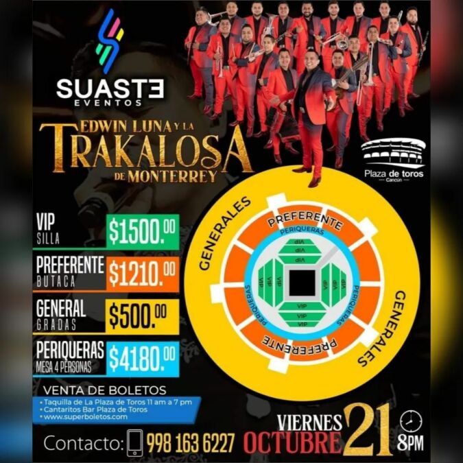 Boletos para el concierto de la Trakalosa de Monterrey en Cancún