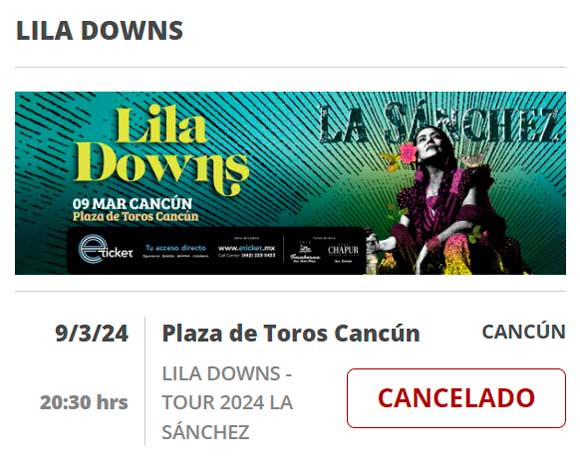 Cancelan concierto de Lila Downs en Cancún programado para el 9 de marzo