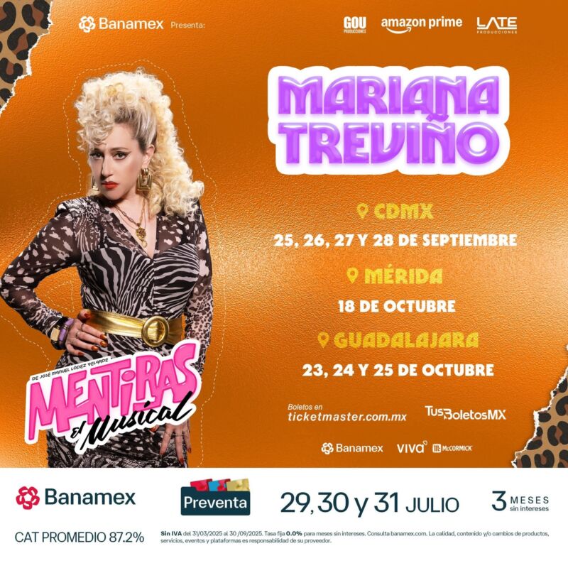Mariana Treviño en Mérida con Mentiras El Musical este 18 de octubre