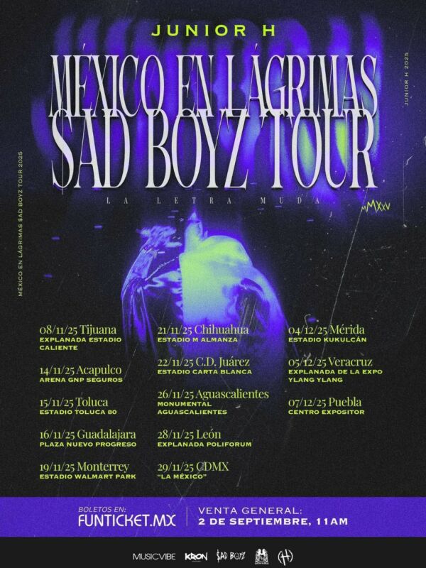 Junior H llega a Mérida con su gira “México en Lágrimas Sad Boyz Tour 2025”