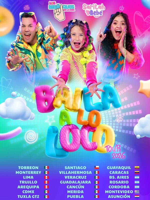 Los Meñiques de la Casa y Saritah Bebé llegan a Cancún con su gira “Baila a lo Loco Tour 2026”