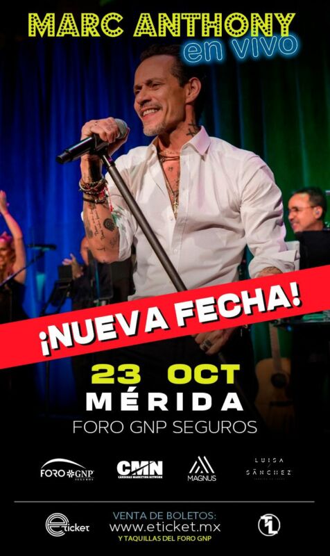 Concierto de Marc Anthony en Mérida cambia al Foro GNP Seguros 