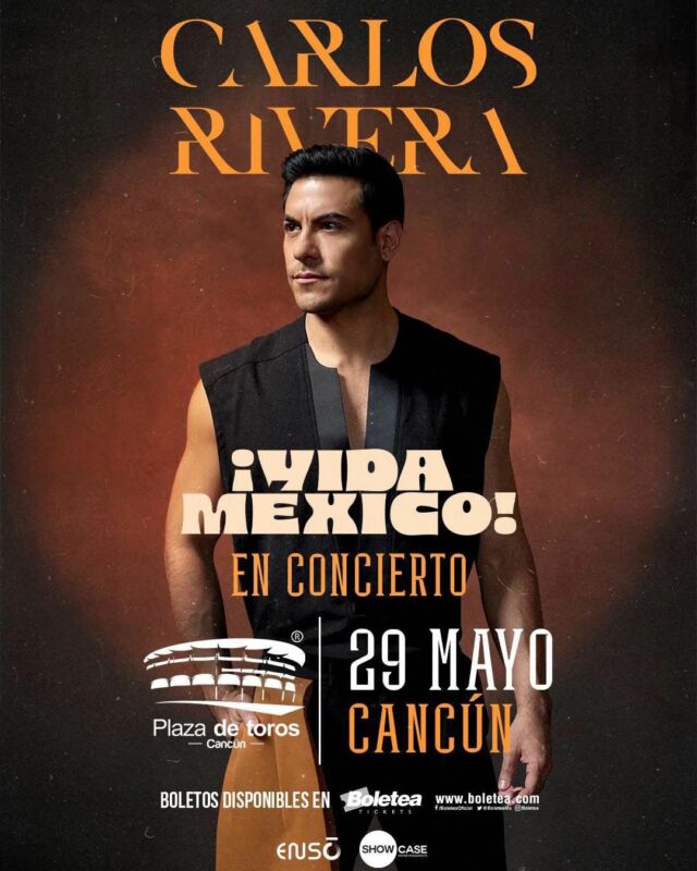 Carlos Rivera en Cancún: el “VIDA MÉXICO Tour” llegará a la Plaza de Toros en mayo de 2026