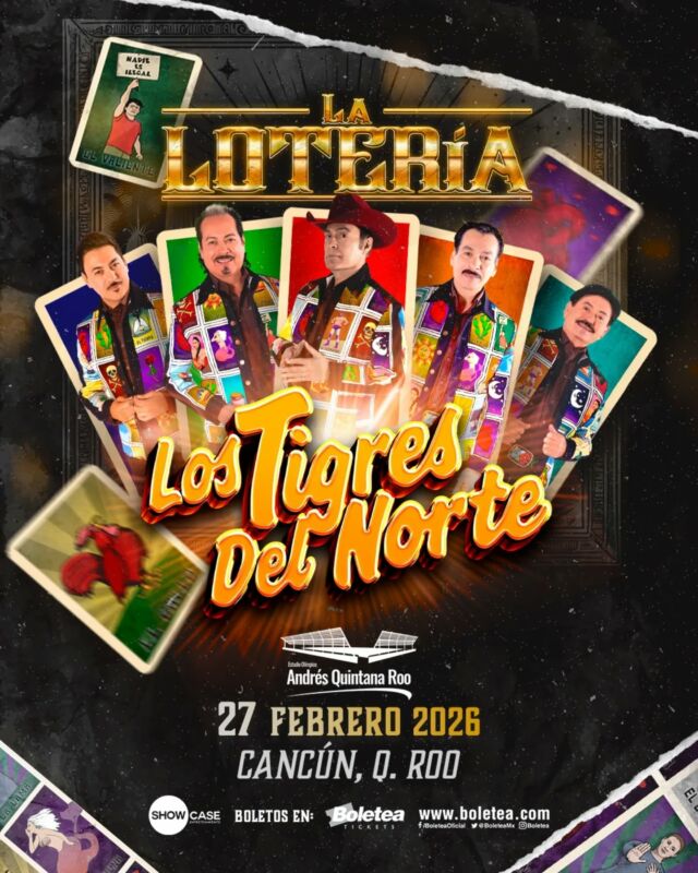 Los Tigres del Norte en Cancún en 2026: “La Lotería Tour” llega al Caribe mexicano