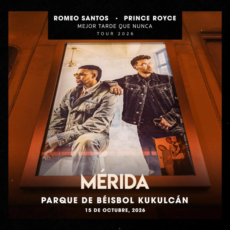 Romeo Santos y Prince Royce en Mérida 2026: la bachata hará historia en el Estadio Kukulcán