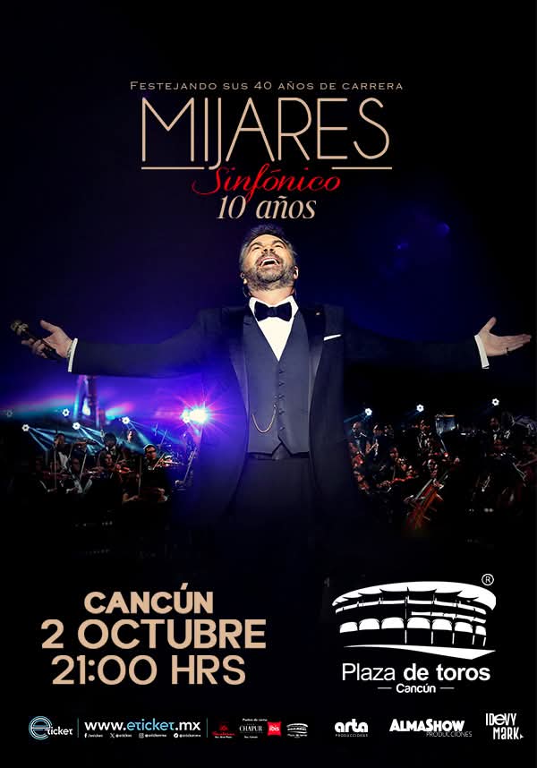 Mijares en Cancún el próximo 2 de octubre en la Plaza de Toros