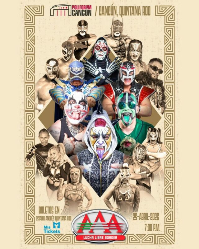 Lucha Libre AAA en Cancún con Psycho Clown, Pagano y la Nueva Generación Dinamita en el Poliforum