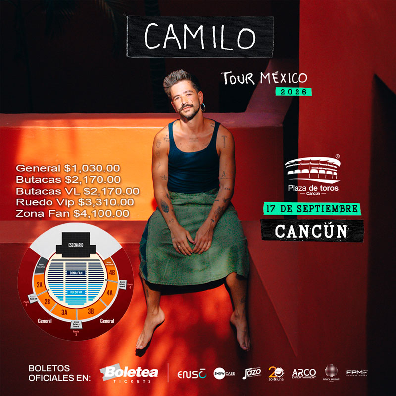 Camilo en Cancún 2026: ya inició la venta de boletos para su concierto en la Plaza de Toros