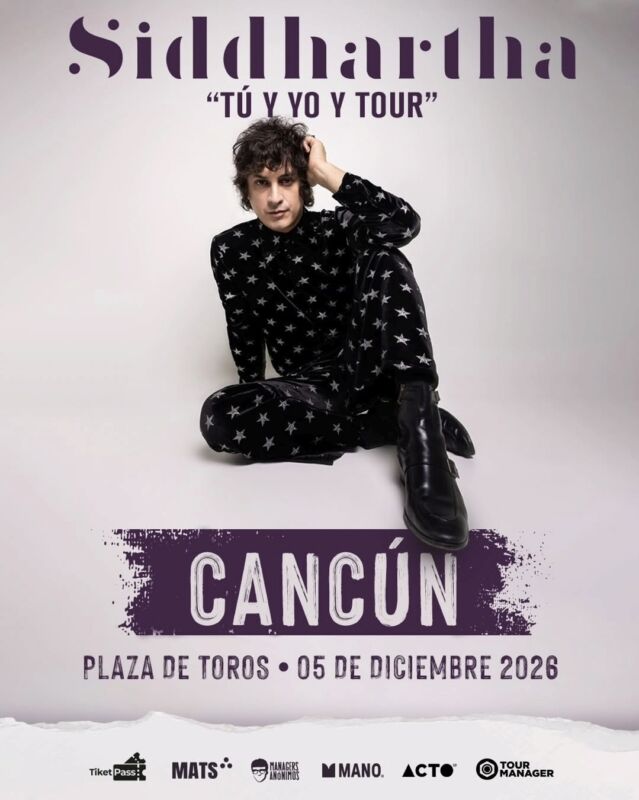 Siddhartha en Cancún este 2026 con el “Tú y Yo Tour” en la Plaza de Toros